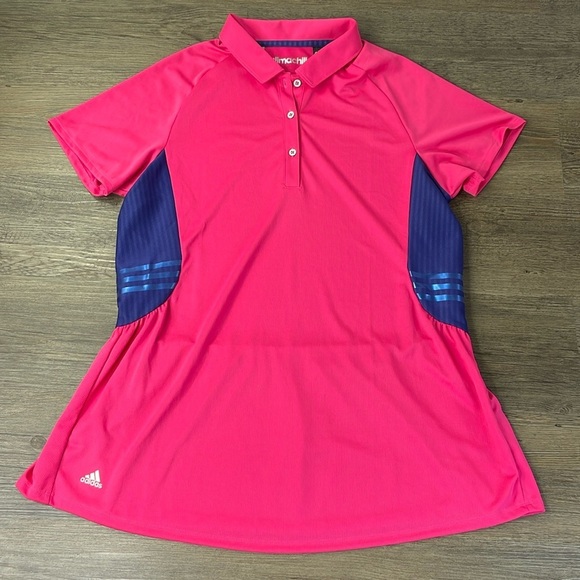 adidas Tops - Adidas Women’s Pink Golf Climachill Tour Peplum SS Cooling Polo Top, size Large
